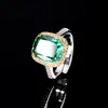 Huabi Joyería Fondo de Cobre Chapado en Oro Diamante de Alto Carbono Flor de Hielo Diamante Cuadrado Incrustación de Cobre Temperamento Lujo Ligero Anillo Cuadrado Fertilizante para Mujeres 10*12