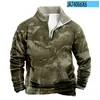 Sudadera Digital Navideña Transfronteriza de Aliexpress Nueva de Otoño e Invierno para Hombre, de Manga Larga, Cuello Alto, Media Cremallera y Cuello de Terciopelo