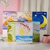 Bolsa de Papel para Pintura al Óleo Creativa Bolsa Tote para Compras de Té de Leche Almacenamiento de Flores Bolsa de Regalo de Cumpleaños Impresión a Color Logo Personalizado Lote Tarjeta Blanca