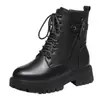 Botas de combate de tacón grueso para mujer, nueva colección otoño/invierno 2026, botas de nieve forradas de felpa y engrosadas, botas de algodón cálidas y resistentes al frío, botines de estilo británico