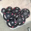 Venta al por mayor de fábrica Discos para Barra Recubiertos de Goma, Discos Parachoques de Hierro Fundido con Agarre de Goma de Tres Agujeros, Discos Olímpicos para Fitness Deportivo Comercial, Caucho Completo
