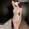 Lencería Sexy, Chica Sexy Caliente, Tentación de Lujuria Pura, Empalme de Malla de Encaje, Tirantes de Una Pieza, Espalda Descubierta, No es Necesario Quitar, Glúteos Transparentes