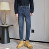 Fw13682024 Jeans Gruesos para Hombre Modernos Ajustados Rectos Cónicos Bordados de Moda Juveniles Largos Elegantes