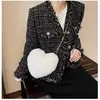 Bolso de Moda con Forma de Corazón, Bolso de Felpa Versátil de Color Sólido, Bolso de Hombro para Mujer de Gran Capacidad, Bolso Cruzado con Cadena, Bolso de Corazón