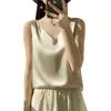 Camisola de Satén en Stock Nueva Moda Femenina Primavera/Verano 2026 Corte Ajustado Cuello en V Estilo Corto con Tirantes Anchos Camisola Interior Camiseta sin Mangas