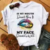 Comercio exterior wish ebay moda europea y americana labios rojos camiseta de manga corta con cuello redondo para mujer talla grande