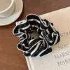 Nuevo Scrunchie de Tela de Doble Capa con Volantes Plisados, Anillo para el Cabello Rayado Vintage, Elástico de Moda para Cola de Caballo