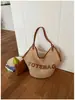 Nova Moda Tendência Versátil Bolsa Tote de Um Ombro Feminina Bordada Bolsa de Palha de Um Ombro Portátil Grande Capacidade Bolsa Feminina