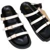 Comercio Exterior Tallas Grandes Sandalias Mujer ZA Nuevo 24 Verano Gruesas Color Sólido Tres Piezas Punta Abierta Sandalias con Hebilla