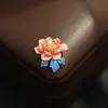 Fecho magnético de flor de peônia rosa pintada a óleo clássica de estilo chinês, compacto e versátil, elegante acessório de fecho magnético floral para mulheres
