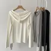 Cárdigan con capucha de color liso pegajoso para mujer, otoño e invierno, estilo coreano, corte ajustado, estiliza, manga larga, chaqueta casual, sudadera corta