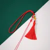 Asa de anillo de tracción de 7 cm borla de cuerda oreja texto jugar cuerda al por mayor tejida a mano DIY cordón corto con cuentas de ágata