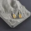 Brinco de corrente retangular com zircônia banhado a ouro 18K real/ródio Novo temperamento material semiacabado