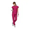 Traje de uniforme médico elástico para talla grande, cuello en V, elástico, secado rápido, bordado personalizado, elasticidad en cuatro direcciones, estilo europeo y americano, uniforme de médico de dos piezas