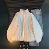 Chaqueta Piloto Morada Dopamina para Hombre, Silueta Corta para Primavera y Otoño, Chaqueta de Béisbol de Cuello Alto Elegante de Gama Alta