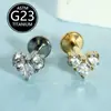 Liga de Titânio Completa Zircônia Piercing Labial Piercing de Osso da Orelha F136 Rosca Interna Tarraxa de Orelha em Forma de Coração Piercing na Língua Joia para Piercing Corporal