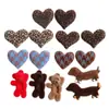Parche de Joyería con Estampado de Leopardo Flocado Color Café Coreano Corazón de Melocotón Dachshund Oso Parche DIY Accesorios para Diadema Cuerda de Cabello Funda de Teléfono Móvil
