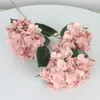 3 cabezas de hortensia de verano sin fin flores artificiales, esquema de color Nordic Morandi, decoración suave exquisita, arreglo floral ambiental, flores artificiales decorativas