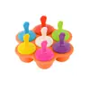 Molde de Picolé de Silicone Molde de Bandeja de Gelo de Silicone Molde de Picolé de 7 Furos Caixa para Alimentos Gelados DIY Molde de Gelo