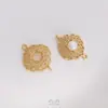Conector Suporte Vazio Inlaid Ouro 14K Preenchido Renda Redondo Estrela de Oito Pontas Dupla Pendente DIY Pulseira Brincos Acessórios