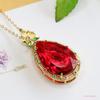 Ai Yu Moda Colgante de Vidrio Rojo Sangre de Paloma en Forma de Gota de Agua Collar de Piedra Roja Simulada Venta Caliente Transfronteriza S4110906