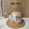 Tetera Eléctrica de Esmalte para Cruce de Fronteras, Estufa Eléctrica de Cerámica para Preparar Té, Uso Doméstico para Hacer Café y Té, Adecuada para Casas de Huéspedes y Hoteles, Cafetera de Esmalte Vintage para Té con Leche