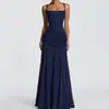 2026 Moda Femenina Transfronteriza de Verano Europea y Americana Elegante de Color Sólido sin Mangas con Cintura Ajustada y Falda Acampanada con Tirantes Vestido