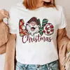 Feliz Navidad, Árbol de Navidad, Papá Noel, Camiseta Holgada de Manga Corta con Cuello Redondo para Mujer Tallas Grandes Venta al por Mayor