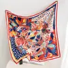 Pañuelo de Seda Vintage Estilo Francés para Mujer, Bufanda Cuadrada Pequeña Versátil de Moda Paisley, Pañuelo de Cinta Artístico, Pañuelo para el Cuello, Seda al por Mayor