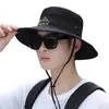 Chapéu Masculino de Verão Aba Reta Chapéu Cowboy Top de Tela Chapéu com Tecido Protetor Solar Chapéu de Pesca Bordado Aba Larga Chapéu Protetor Solar para Exterior Chapéu de Montanhismo