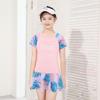 Traje de baño para niñas 2022 Estilo Deportivo Dos Piezas Estilo Falda Manga Corta Tallas Mediana y Grande Traje de Baño para Niña de Aguas Termales Estampado Floral