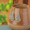 One Deer Silver S925 Prata Esterlina Hetian Jade Fino Jade Aquático Retro Estilo Étnico Antigo Padrão de Grama Tang Brincos de Rosto de Ovo Gancho de Orelha de Prata