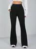Pantalones de yoga acampanados de cintura alta populares europeos y americanos, alta elasticidad, levanta glúteos, pantalones deportivos de fitness adelgazantes, corte ajustado, ligeramente acampanados, adecuados para usar al aire libre