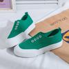 Mocassins slip-on com elástico xadrez pied-de-poule sapatos brancos com IVA baixo 2021 novos tênis de lona para estudantes tênis de skate de verão para mulheres