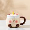 Taza de cerámica de dibujos animados de alto valor de color para el hogar, taza de leche de desayuno de gran capacidad, taza de pastel con personalidad creativa, venta al por mayor