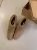 2026 Sapatos Peludos Estilo Coreano Femininos de Inverno Quentes Planos Bico Fino Slip-on com Algodão Peludo Elegantes Moda Tornozelo
