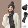 Chapéu Transfronteiriço de Outono e Inverno com Cachecol Estilo Britânico Veludo Espesso Quente e À Prova de Vento Chapéu Tricotado de Duas Peças para Exterior