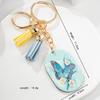Llavero con colgante de cadena y etiqueta de mariposa con impresión a color europea, regalo para el Día de la Madre transfronterizo, llavero de metal, accesorios al por mayor