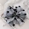 Nuevo Pasador de Pelo de Malla con Lunares y Lazo Estilo Coreano para Mujer, Pasador de Pelo de Alta Gama y Elegante para Recogidos en la Parte Trasera de la Cabeza, Pinza de Tiburón