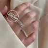 Anel de Laço Rosa Doce com Diamante para Mulheres Usarem Elegante e Fashionável Anel Aberto de Prata S925 Anel para Dedo Indicador