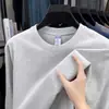 Nova Blusa de Moletom Masculina de Algodão Puro com Manga Longa, Gola Redonda, Cor Sólida, Casual, Toda em Algodão, Camiseta Masculina