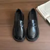 Mocasines negros para mujer con suelas gruesas, zapatos Mary Jane estilo británico, zapatos pequeños de cuero japoneses JK para primavera y otoño para combinar con faldas