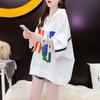 Camiseta de Manga Corta con Capucha Estilo Coreano Ins Diseño Trendy para Mujer 2025 Nuevo Verano Holgada Media Longitud Slim Top Trendy