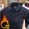 Nueva Camisa Polo de Invierno para Hombre con Solapa, Forro de Polar, Falsa de Dos Piezas, Camiseta Gruesa Cálida de Lana para Hombre de Negocios