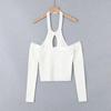 Suéter Sexy de Hombros Descubiertos con Cuello Hueco ins Tendencia Popular en Internet para Mujer Primavera Nuevo Camiseta Base para Hombro ins Tendencia