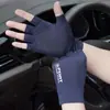 En Stock Nuevos Guantes de Seda Helada Finos Antideslizantes de Medio Dedo para Mujer, Diseño de Dos Dedos Expuestos, Guantes para Hombre para Reparto y Servicio de Comida