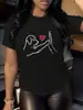 Camiseta Transfronteiriça Aliexpress Inawly Estampada Cachorro e Coração, Desenho Animado Fofo D