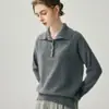 Suéter de cachemira otoño e invierno nuevo estilo suéter con solapa para mujer interior holgado cuello alto capa base tejido de punto de manga larga suave y elegante