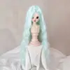 Peluca para Muñeca Seda Suave Figura BJD SD Vestir Estilismo Flequillo Largo de Colores Rizos de Lana Peluca Cubrecabezas