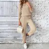 2025 Nova Moda Amazon Gola Redonda Simples Elegante Moletom de Veludo com Bolso Calça Reta Casual Terno Feminino